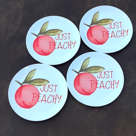 Set of 4 "Just Peachy" Dessert Plate NWT - Picture 4 of 6